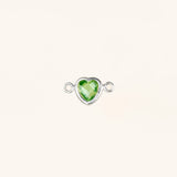 Heart Connector Charm- Birthstone - Sterling Silver
