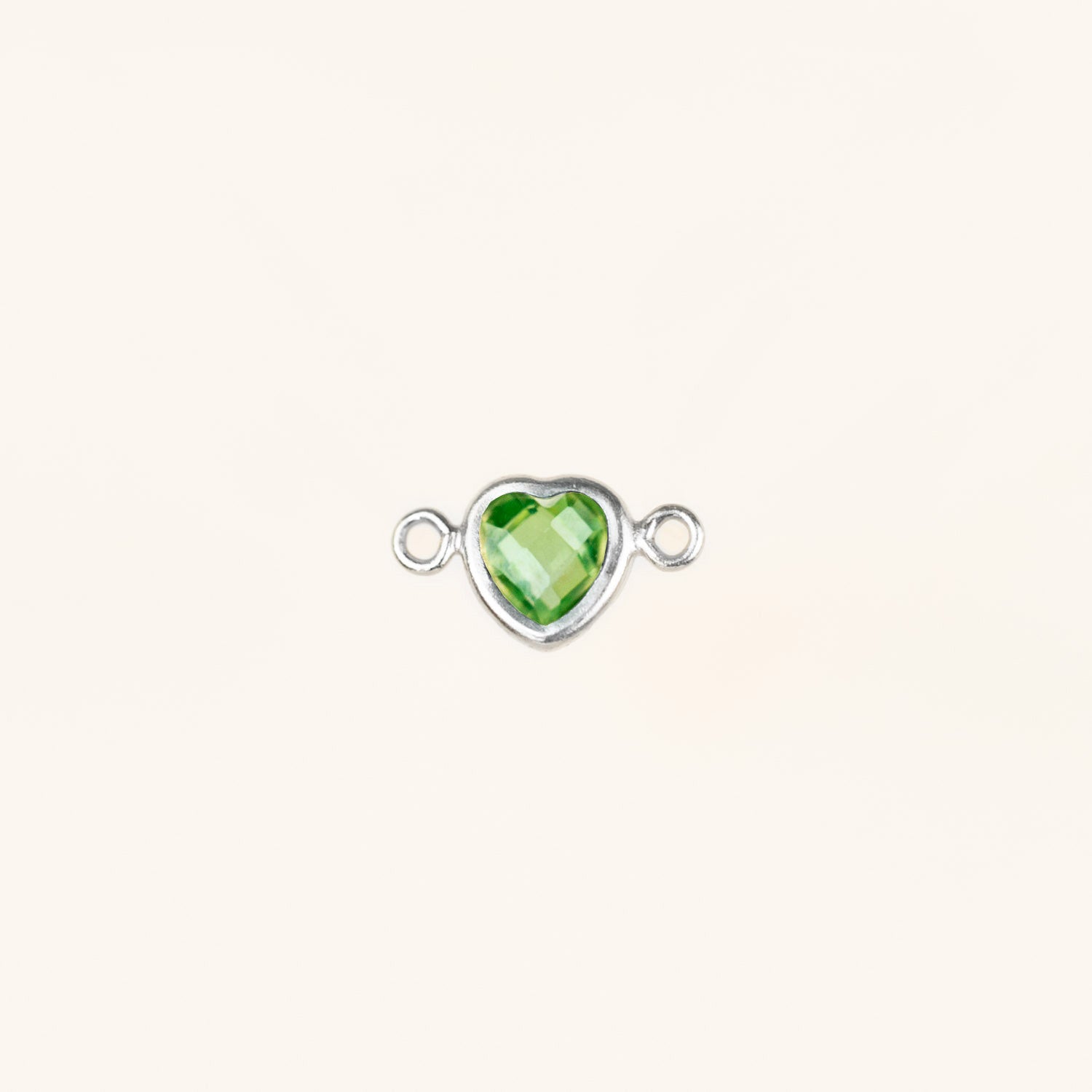 Heart Connector Charm- Birthstone - Sterling Silver
