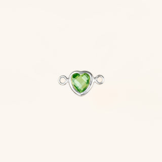 Heart Connector Charm- Birthstone - Sterling Silver