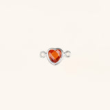 Heart Connector Charm- Birthstone - Sterling Silver