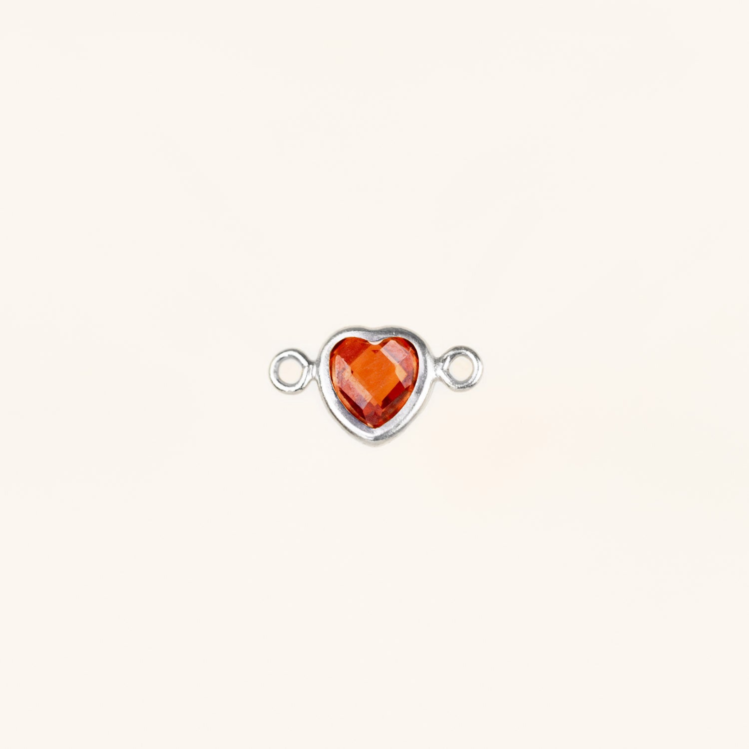Heart Connector Charm- Birthstone - Sterling Silver
