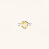 Heart Connector Charm- Birthstone - Sterling Silver