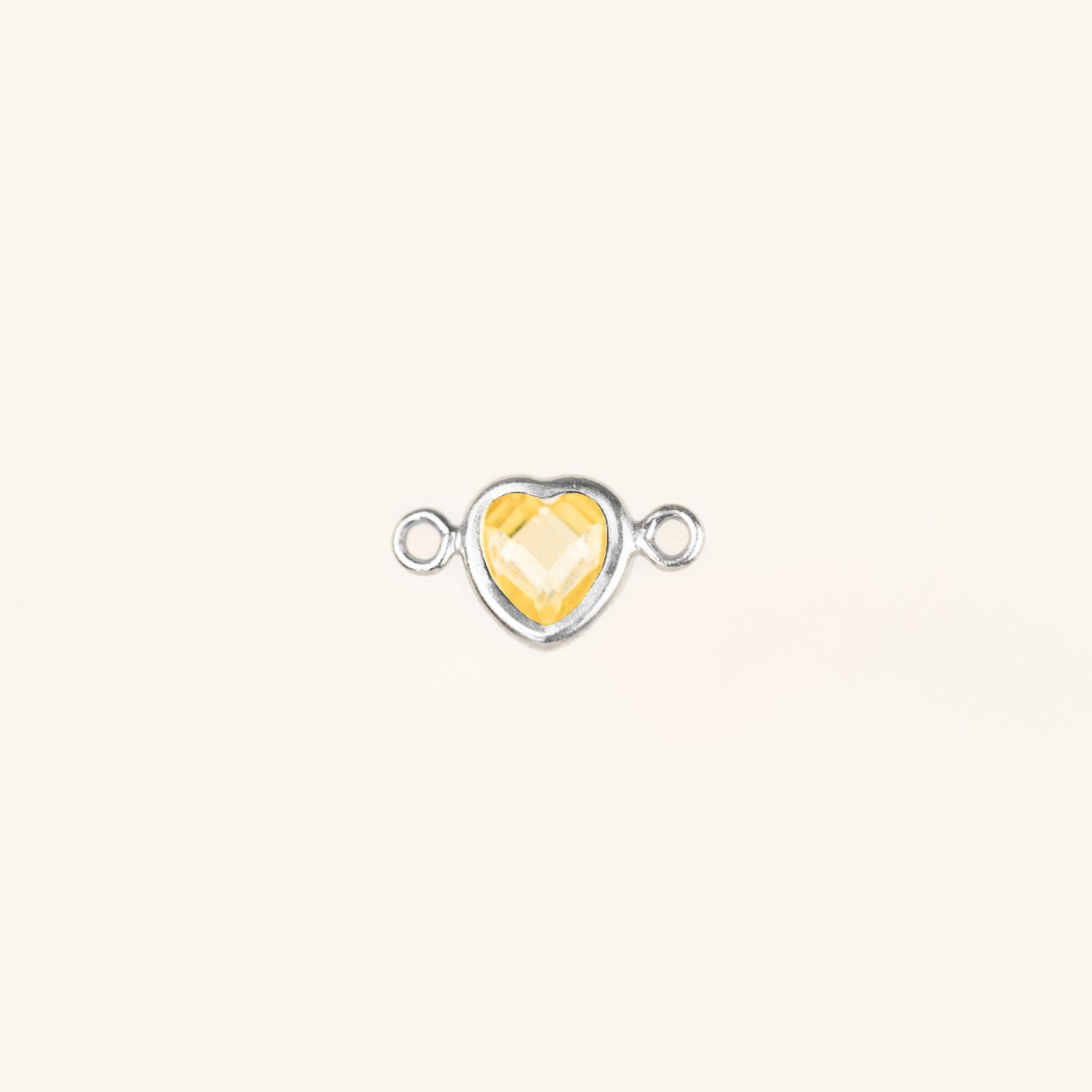 Heart Connector Charm- Birthstone - Sterling Silver