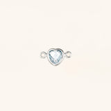 Heart Connector Charm- Birthstone - Sterling Silver