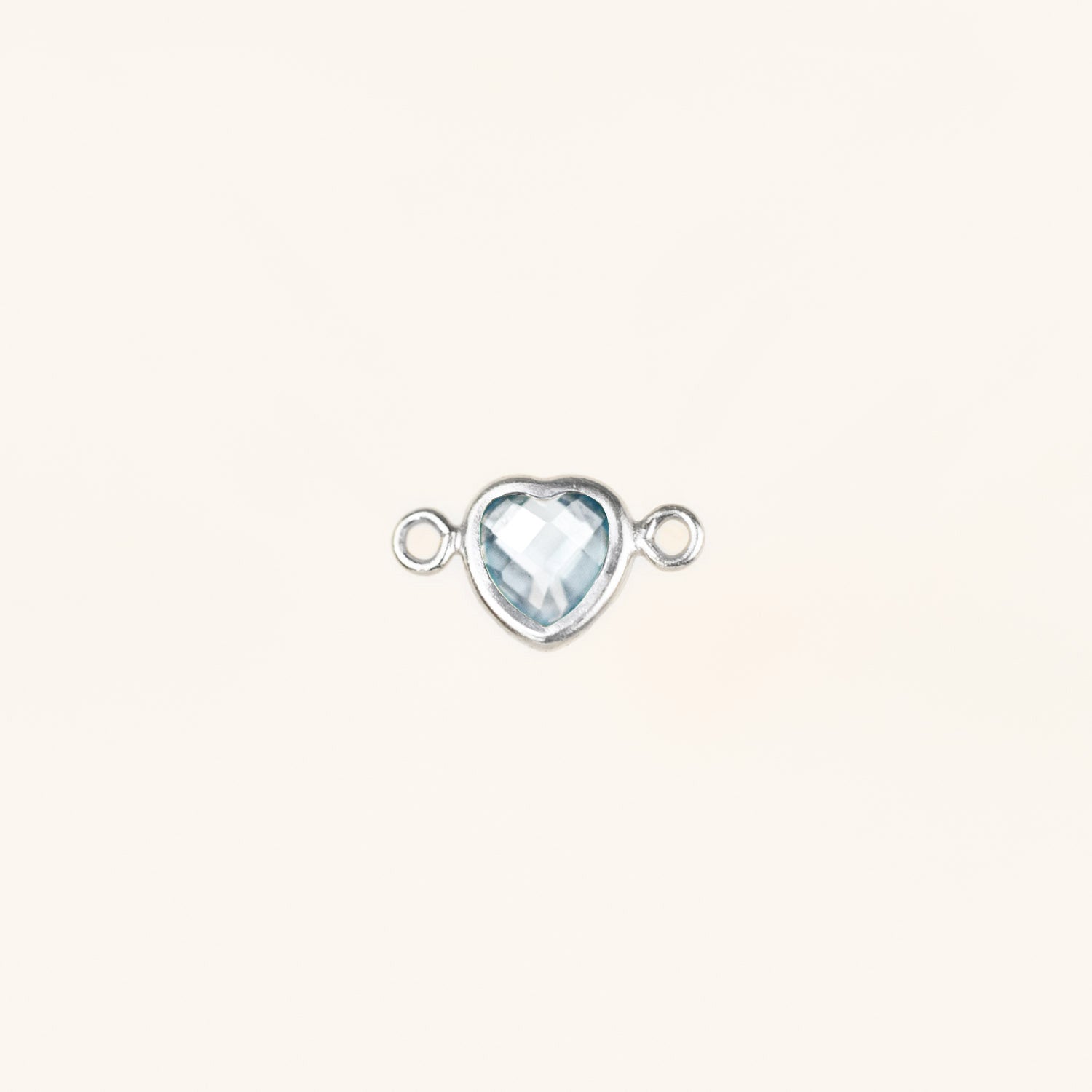 Heart Connector Charm- Birthstone - Sterling Silver