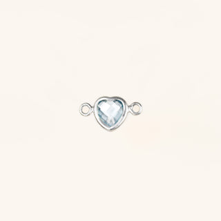Heart Connector Charm- Birthstone - Sterling Silver