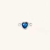Heart Connector Charm- Birthstone - Sterling Silver