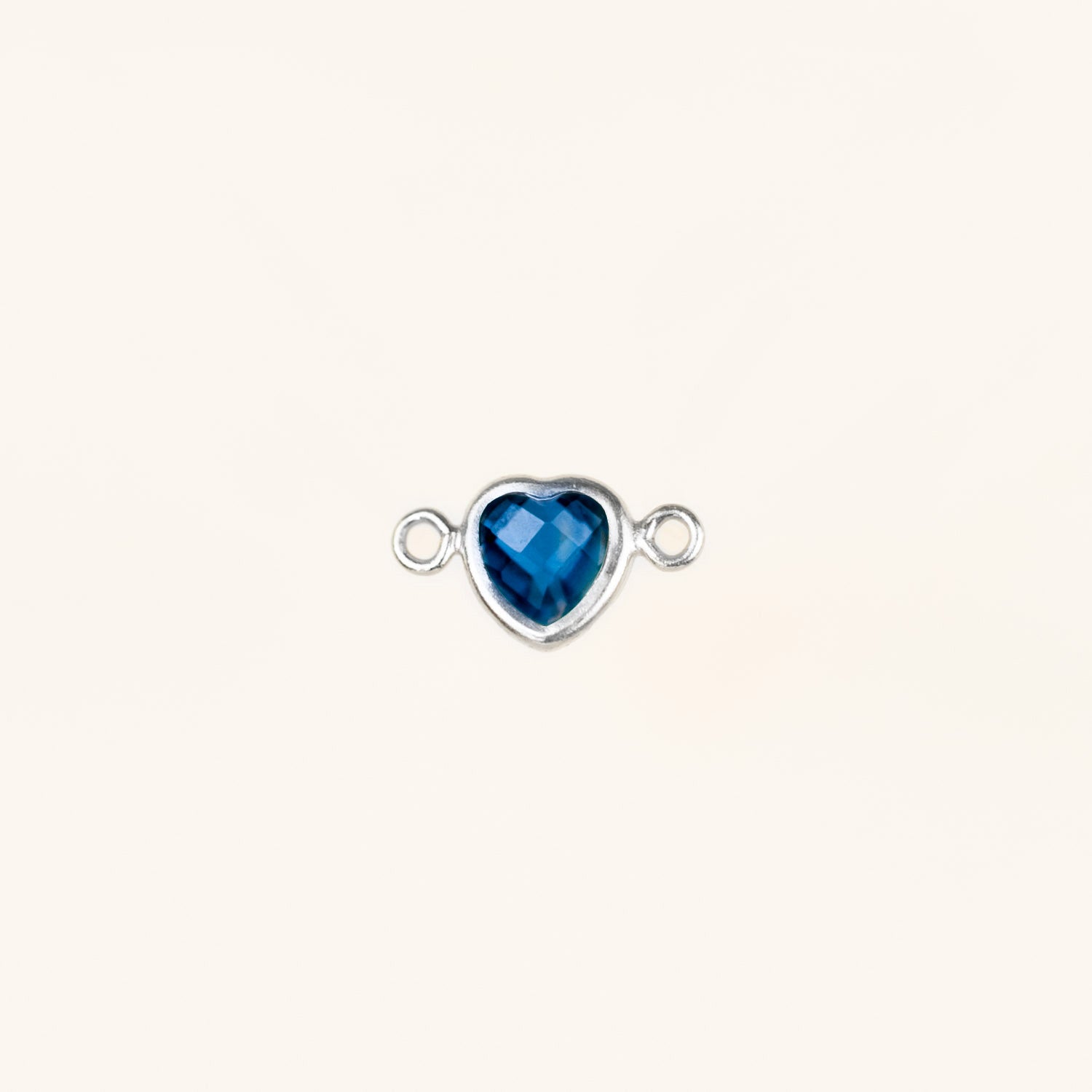 Heart Connector Charm- Birthstone - Sterling Silver