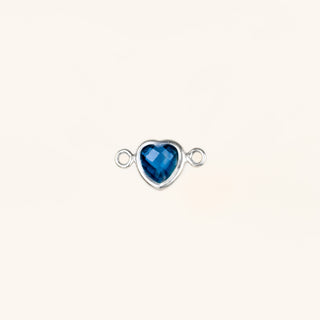 Heart Connector Charm- Birthstone - Sterling Silver