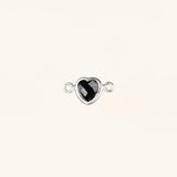 Heart Connector Charm- Birthstone - Sterling Silver