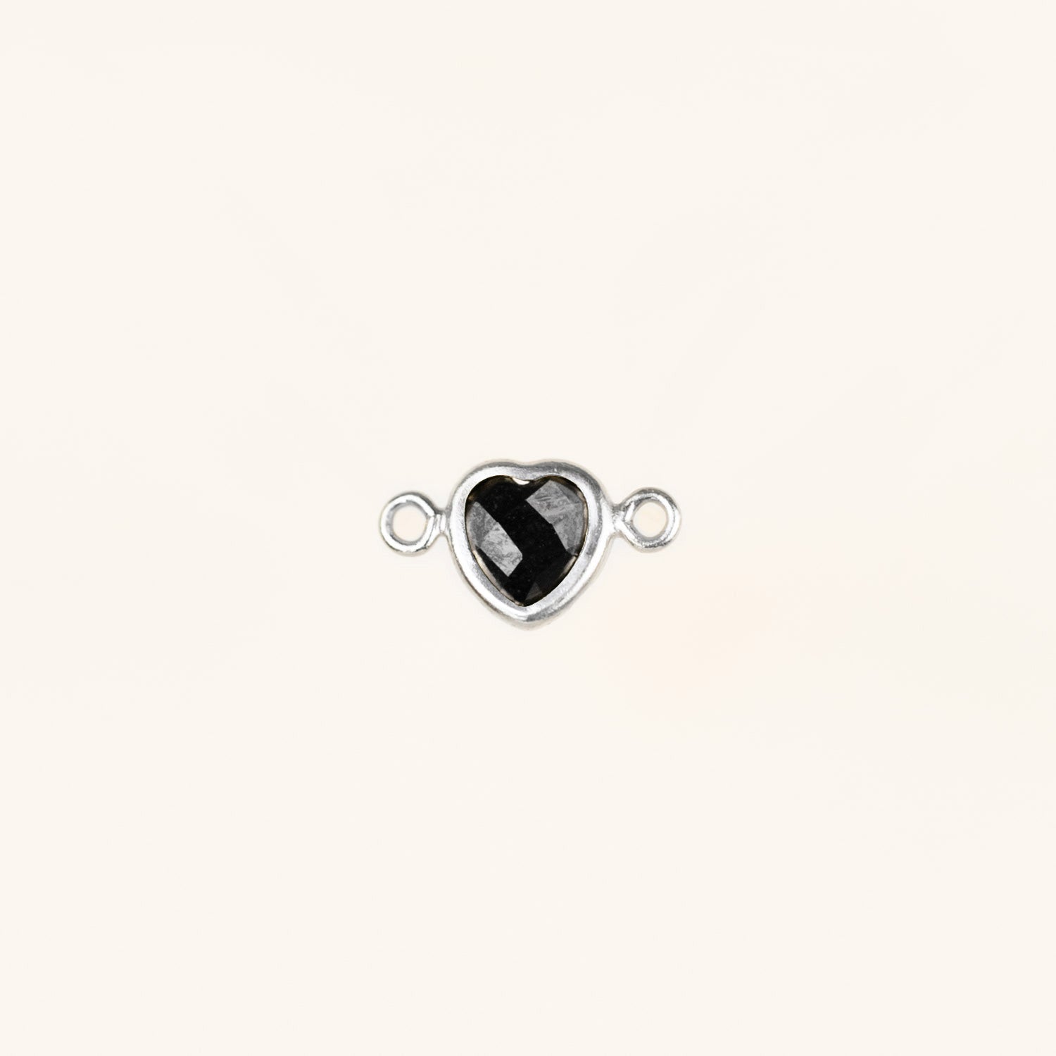 Heart Connector Charm- Birthstone - Sterling Silver