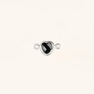 Heart Connector Charm- Birthstone - Sterling Silver