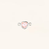 Heart Connector Charm- Birthstone - Sterling Silver