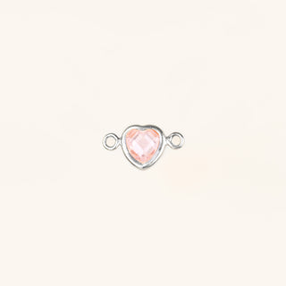 Heart Connector Charm- Birthstone - Sterling Silver