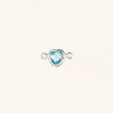 Heart Connector Charm- Birthstone - Sterling Silver