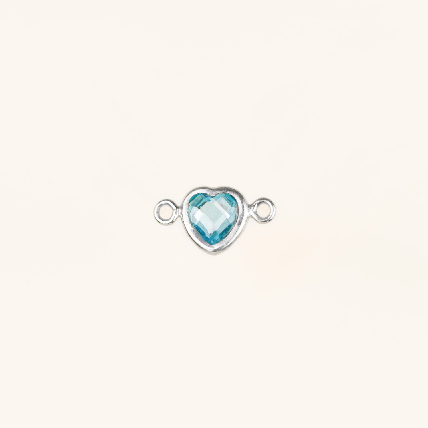 Heart Connector Charm- Birthstone - Sterling Silver