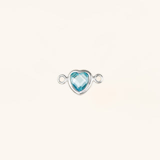 Heart Connector Charm- Birthstone - Sterling Silver