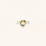 Heart Connector Charm- Birthstone - Sterling Silver