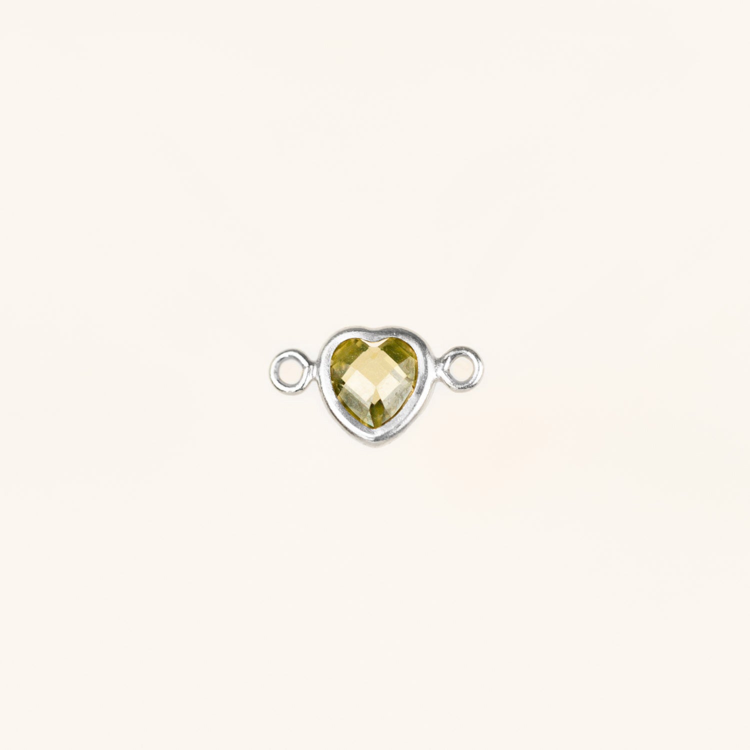 Heart Connector Charm- Birthstone - Sterling Silver