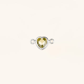 Heart Connector Charm- Birthstone - Sterling Silver