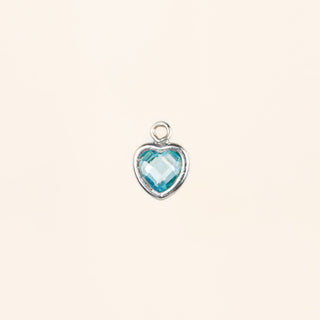 Heart Dangle Charm - Birth Stone - Sterling Silver