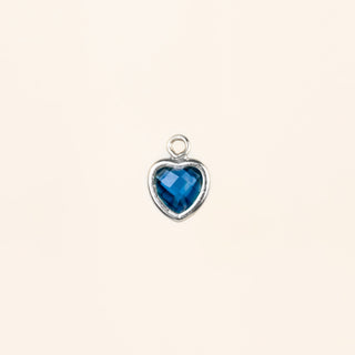 Heart Dangle Charm - Birth Stone - Sterling Silver