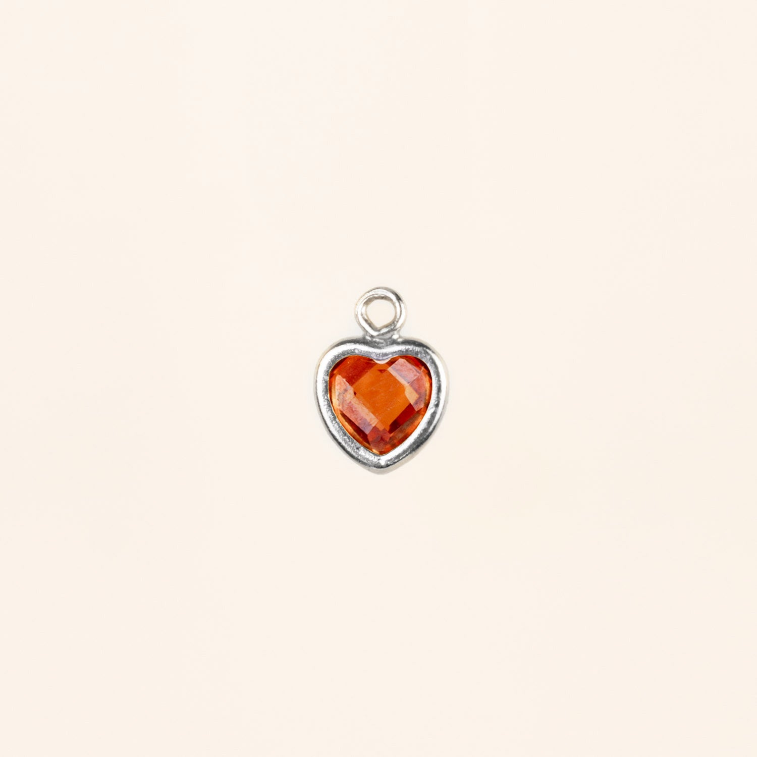 Heart Dangle Charm - Birth Stone - Sterling Silver