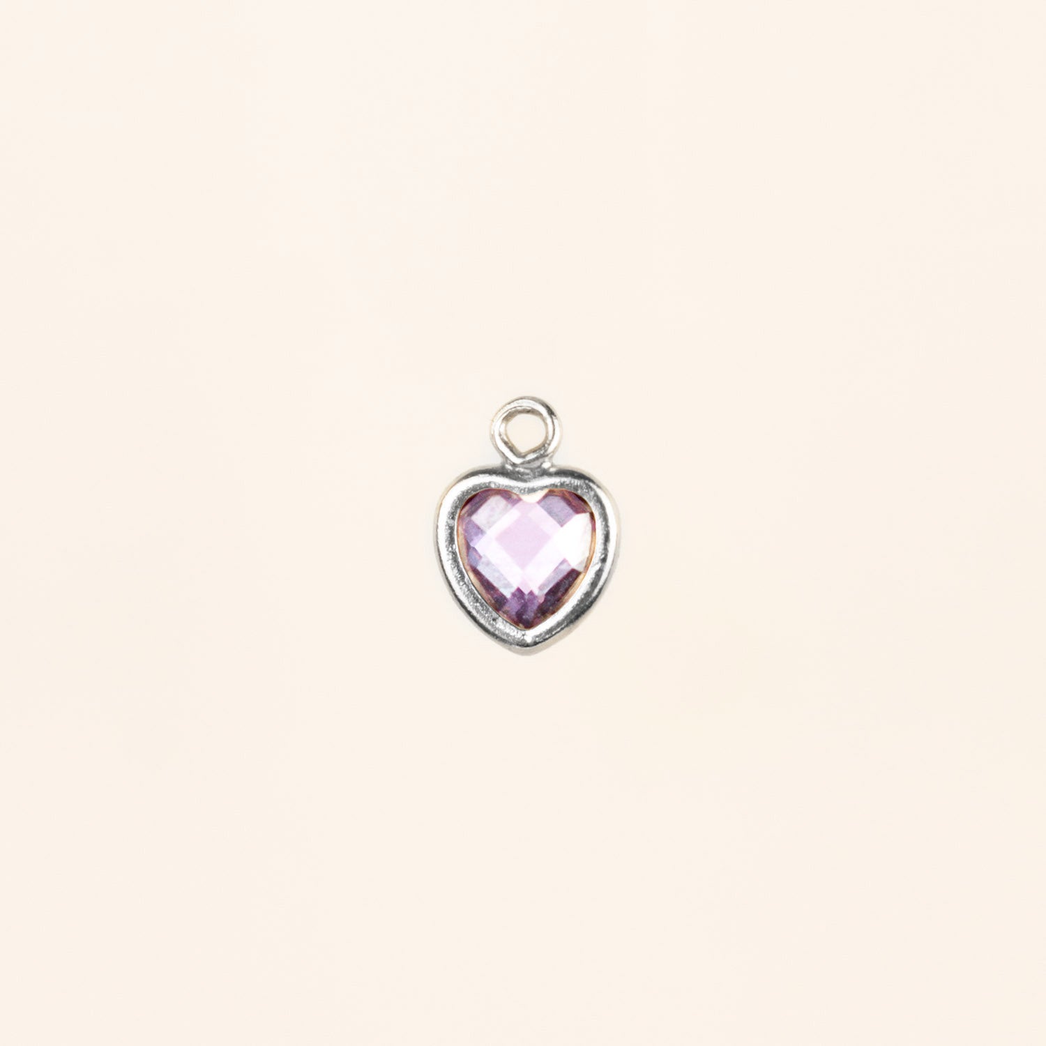 Heart Dangle Charm - Birth Stone - Sterling Silver