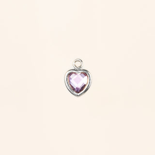 Heart Dangle Charm - Birth Stone - Sterling Silver