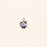 Heart Dangle Charm - Birth Stone - Sterling Silver
