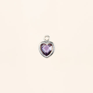 Heart Dangle Charm - Birth Stone - Sterling Silver