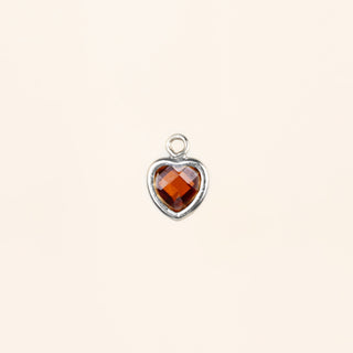 Heart Dangle Charm - Birth Stone - Sterling Silver