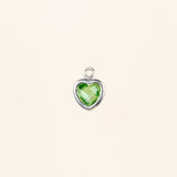 Heart Dangle Charm - Birth Stone - Sterling Silver