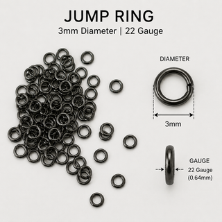 22 Gauge 3mm - Open Jump Rings - Oxidized Sterling Silver