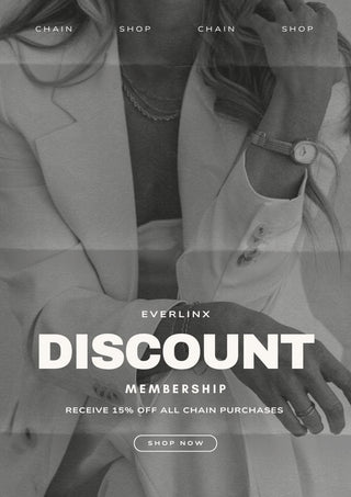 Woman in blazer with watch, Discount Membership text.