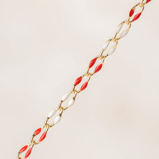 Gold chain with red and white links