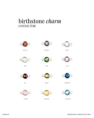 Birthstone Connector Charm - Sterling Silver