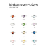 Heart Connector Charm- Birthstone - Sterling Silver