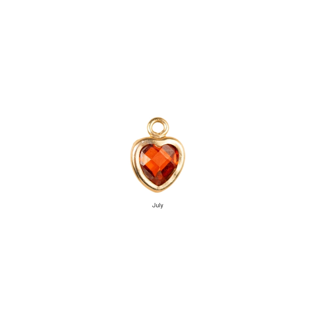 Heart Dangle Charm - Birth Stone - Gold Filled