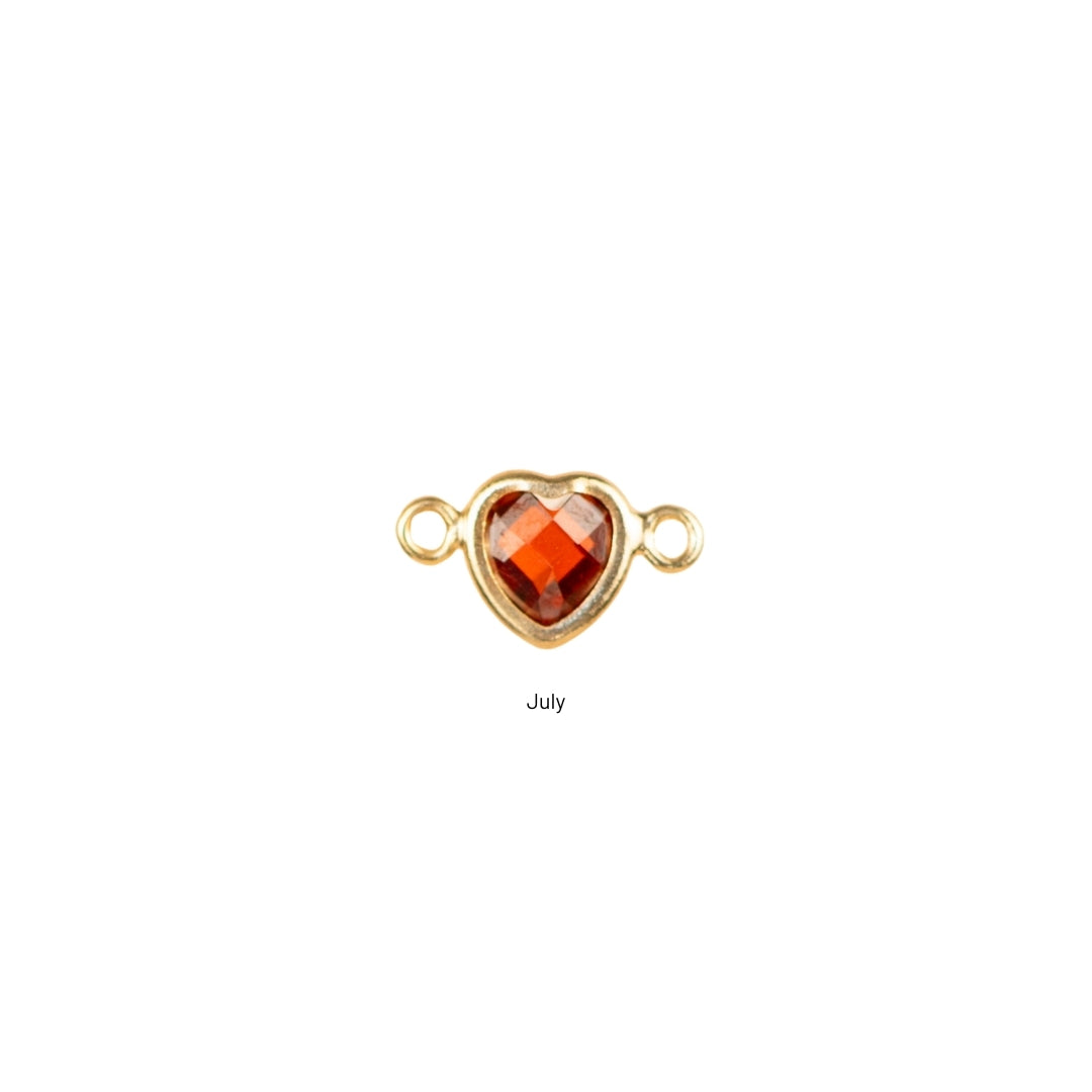 Heart Connector Charm- Birthstone - Gold Filled