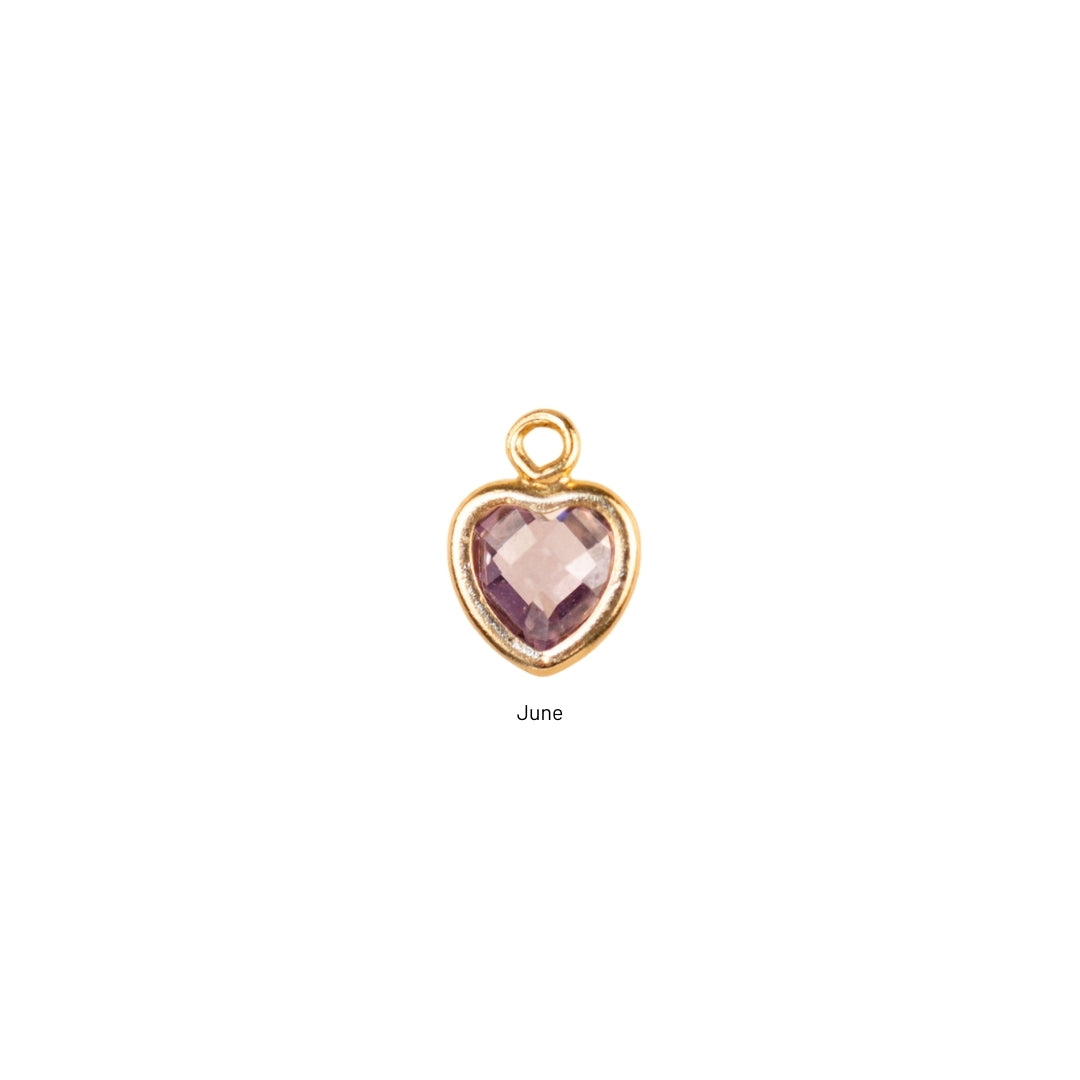 Heart Dangle Charm - Birth Stone - Gold Filled