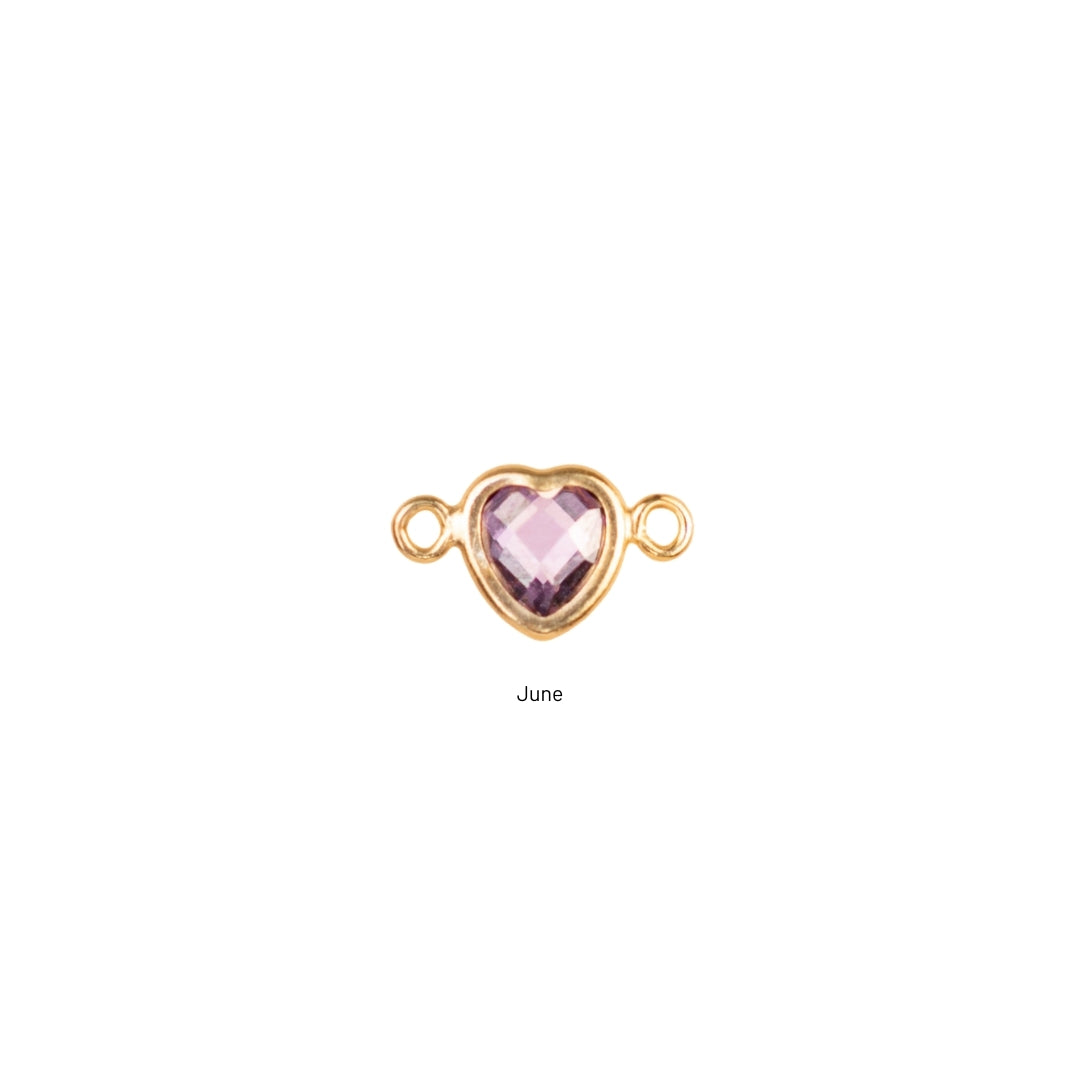 Heart Connector Charm- Birthstone - Gold Filled