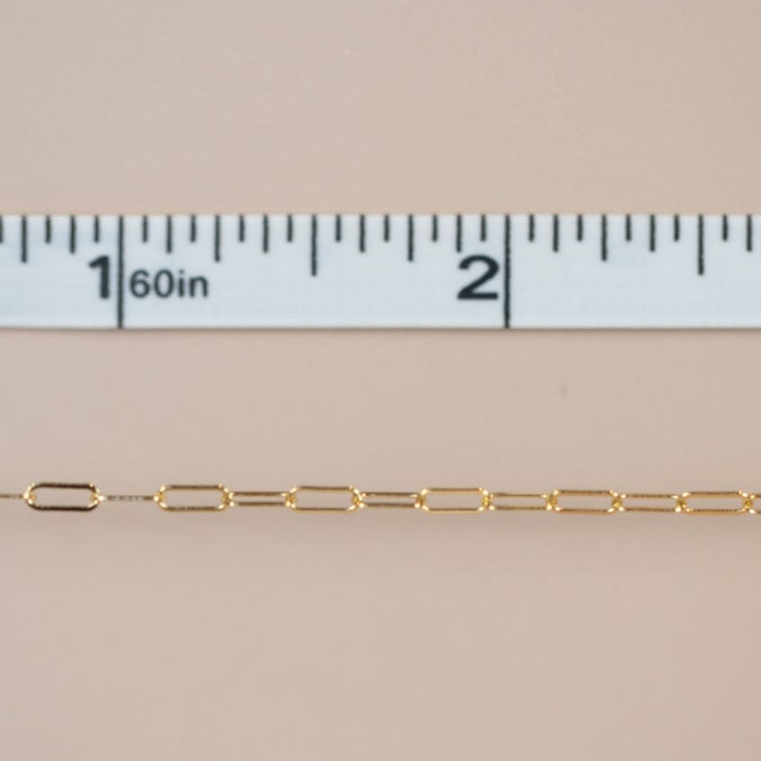 Gold chain with ruler for size reference