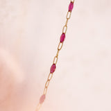 Paperclip Enamel in Pink - Gold Filled