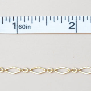Diamond Link - Knurled Figaro - Large - Gold Filled