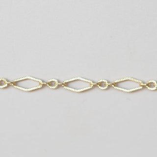 Diamond Link - Knurled Figaro - Large - Gold Filled