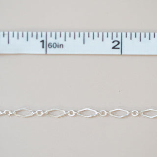 Diamond Link - Knurled Figaro - Large - Sterling Silver