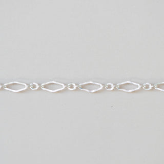 Diamond Link - Knurled Figaro - Large - Sterling Silver