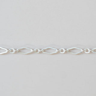 Diamond Link - Knurled Figaro - Large - Sterling Silver