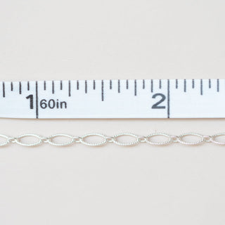 Knurled Long & Short Oval Link - Sterling Silver